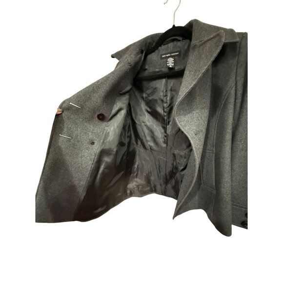 New York & Co. Women's Wool-Blend Double-Breasted Coat Sz 4 Gray Classic Style - Picture 8 of 11